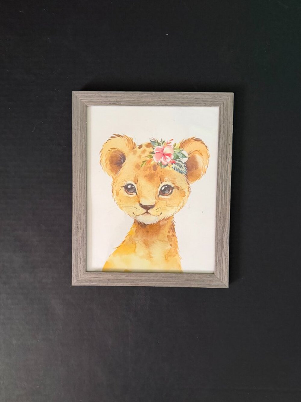 Watercolor-Style Framed Art Print ‘Baby Lion’